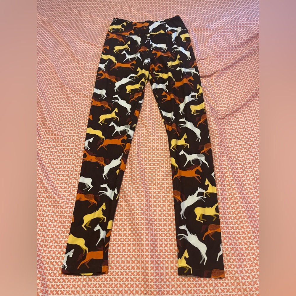 Lularoe horse print leggings, tween girl